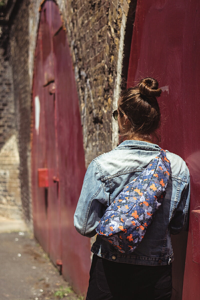 ヘルシーバックバッグ プリント Sサイズ フュージョンカモ 2021SS NEW COLLECTION BLUE eギフト対象 For Her For Him GRAY PATTERN PRINT S size SALE Sサイズ エキュート赤羽2208 グレー パターン・柄 パターン&プリント ブルー プリント ポイント対象外 大容量ジッパーポケット付きSサイズ