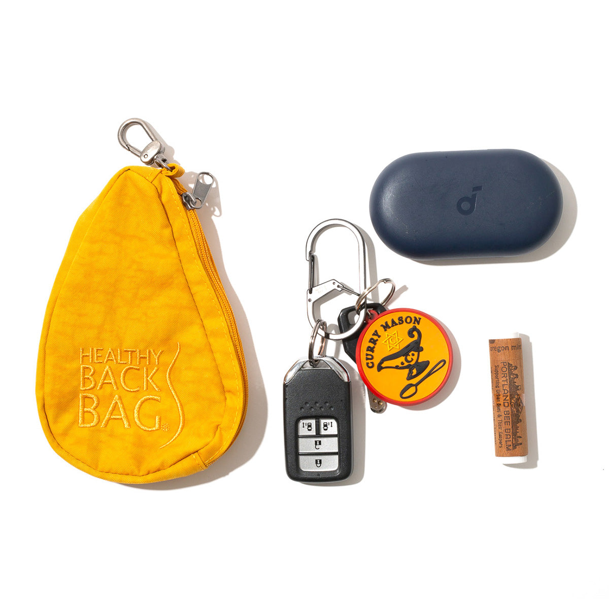 ヘルシーバックバッグ ミニポーチ テクスチャードナイロン サフラン（約15x15x1cm） Textured nylon Saffron アクセサリー コアクラシック ノベルティ メール便指定商品