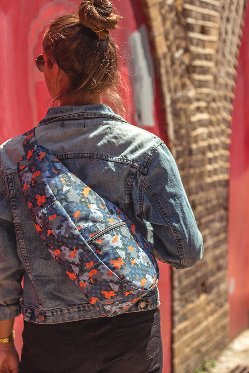 ヘルシーバックバッグ プリント Sサイズ フュージョンカモ 2021SS NEW COLLECTION BLUE eギフト対象 For Her For Him GRAY PATTERN PRINT S size SALE Sサイズ エキュート赤羽2208 グレー パターン・柄 パターン＆プリント ブルー プリント ポイント対象外 大容量ジッパーポケット付きSサイズ